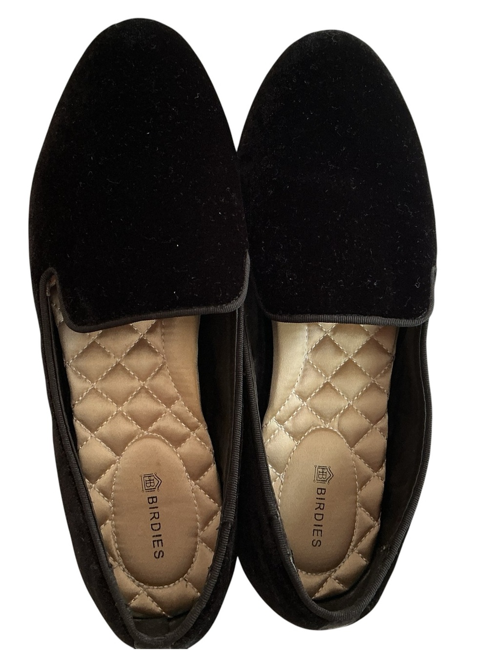 Birdies The Starling Black Velvet Flat Smoking Slipper Loafers Shoes Womens 7.5 - Picture 5 of 8